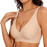 Mayoii Jelly Bra for Women, Push Up Wireless Bra, Seamless Non Wired Everyday Bra, Soft Ice Silk Comfort T‑Shirt Bra, Plus Size Full Coverage Support Bras (UK, Alpha, L, Regular, Regular, Apricot)