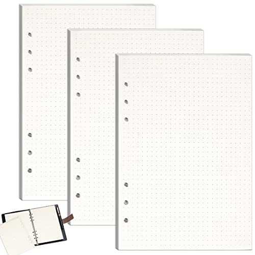 3 Paquetes Recambios de Papel A5, 135 Páginas Recambio A5 6 Anillas Blanco Recambio Agenda A5 6 Anillas 21 X 14.2 cm para Cuaderno, Planificador, Registro, Diario