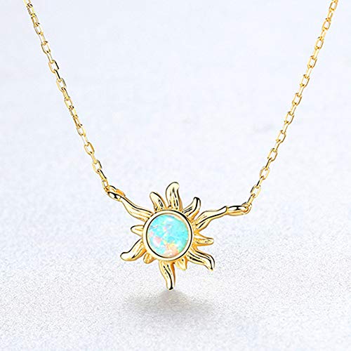 Soleil Fleur Pendentif Collier en Argent Sterling Opale Collier de Mode Clavicule Chaîne Femmes Cadeau,Gold – vue 3