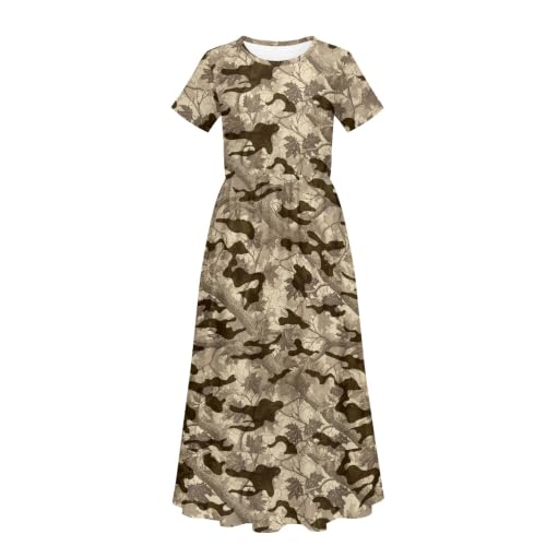 Vestidos de camuflaje bosque para niñas adolescentes con manga larga