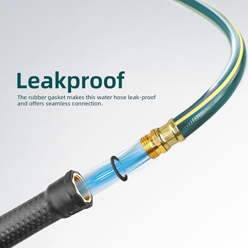 Solution4Patio Short Leader Green Garden Hose 3/4 in. x 12 ft. -Kink Free, Leakproof, Brass Aluminum Male/Female Fittings -Heavy Duty Durable Flexible Lightweight Water Pipe for Household & Commercial - Thumbnail 5