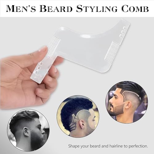 Image of Prime Beard Shaping & Styling Template Comb - Hair Lineup Tool - Beard Stencil Guide - Perfect Line Up & Edging - Men & Boys - Transparent - Plastic