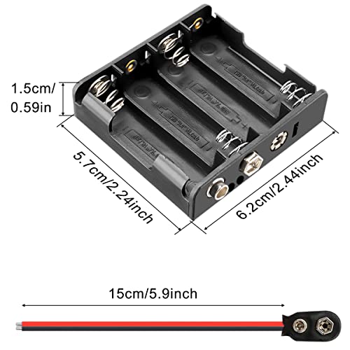 HAAMNING7 4 AA Battery Holder 6V Battery Case Box with Snap Connector 2-Pin Converter Wire I-Type, 4 Slots Battery Plastic Box for LED Light RC Car Safe, 8 PCS - Image 4