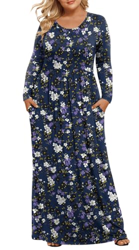Image of LONGYUAN Women's Plus Size Maxi Dresses for Curvy Women Casual Long Dress XL-6XL