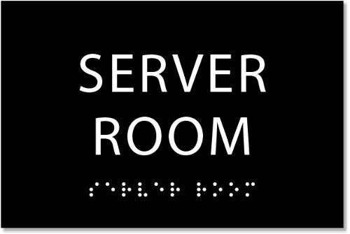 6" X4" Server Room Sign - ADA Compliant Tactile Graphics Grade 2 Braille Text | Wall Mount Plastic IT Staff Signs for Offices, Hotels, Schools, Warehouses, and Construction Site