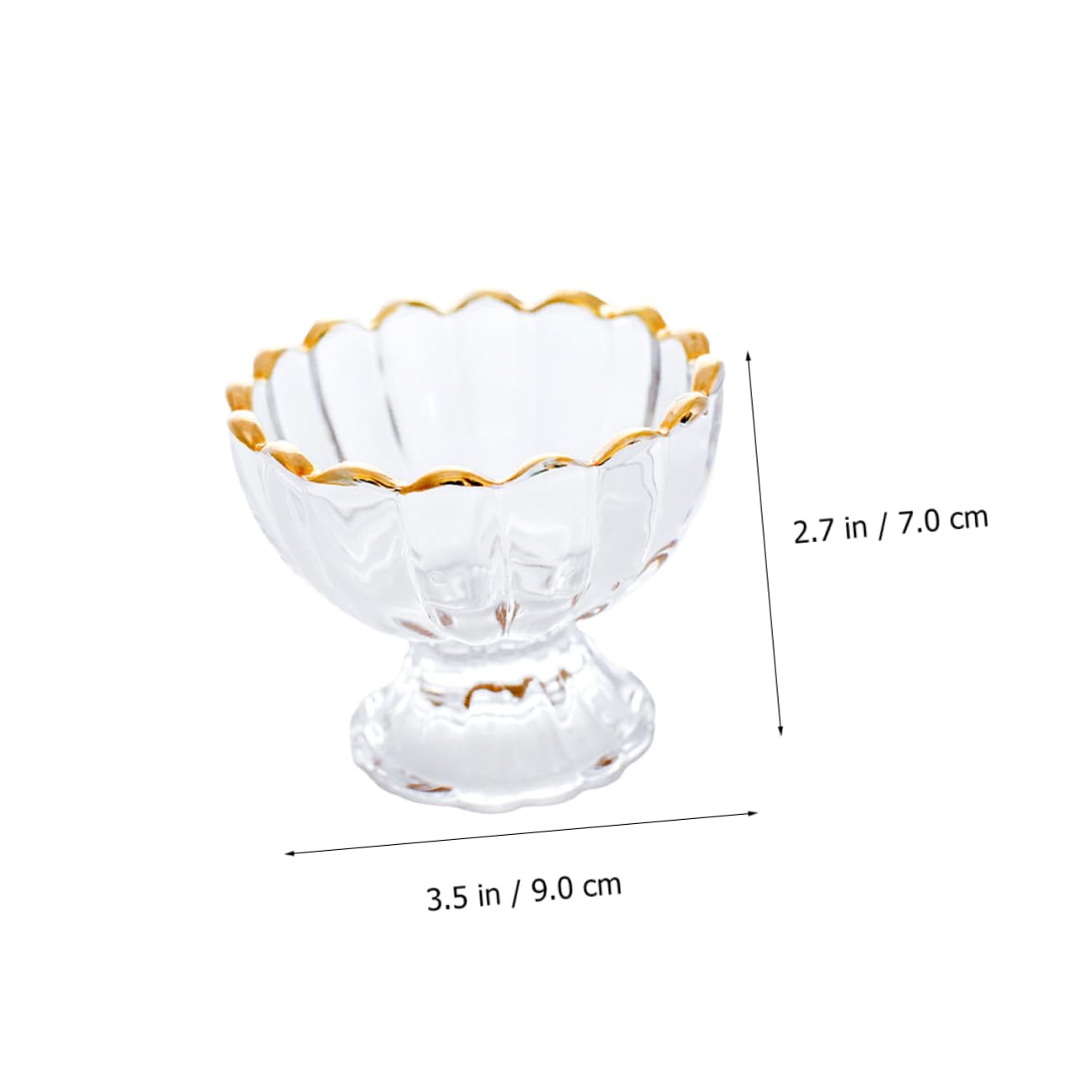 POPETPOP 3 Pezzi Tazza da Dessert Vetro Trasparente Forma di Fiore con Dorato Coppa Gelato Creativa Monoporzione per Dolci Casalinghi e Pudding