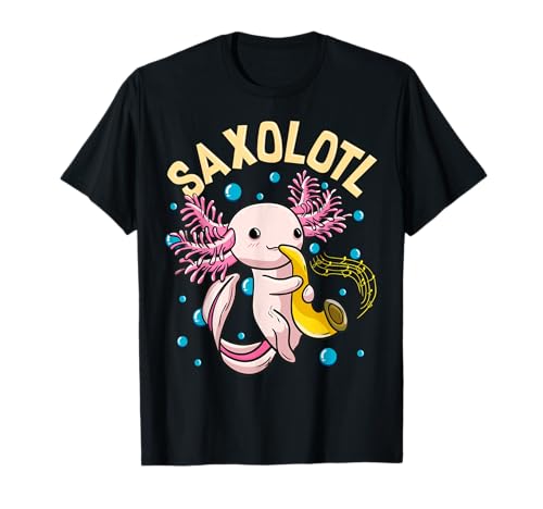 Cute & Funny Saxolotl Adorable Sax Playing Axolotl Animal Maglietta