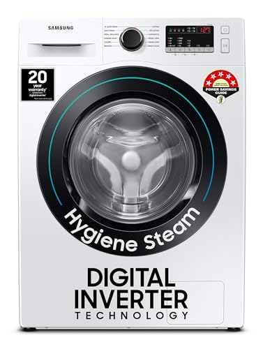 Image of Samsung 8 kg, 5 Star, Digital Inverter, Motor, Fully-Automatic Front Load Washing Machine (WW80T4040CE1TL, Hygiene Steam, White)