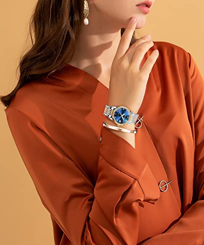 Olevs Automatic Watches For Women Fashion Classic Diamond Stainless Steel Self-Winding Mechanical Female Dress Ladies Wrist Watch Waterproof Luminous Gift Set #TOP2