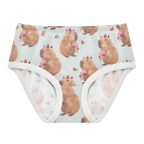 Wusikd Capybara Strawberry Girls' Underwear Cotton Ice Cream Girls Briefs Soft Toddler Underwear 2T