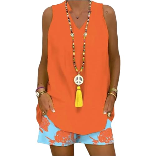 HVT Two Piece Summer Set 2026 Short Sets Casual V Neck Shirts Solid Shorts Outdoor Vacation Travel Outfit