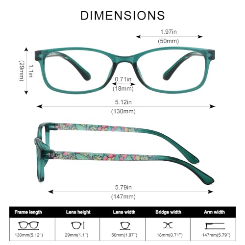 JiSoo Reading Glasses Women 1.0 - Small Ladies Reading Glasses, Flexible Lightweight Cute Womens Readers 2Pack,Green+Black - Image 4