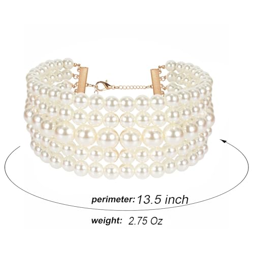 KOSMOS-LI Fashion Simulate Pearl Choker Necklace With Earrings Set4