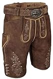 wunderschön gearbeitete kurze Hirschlederhose mit Gürtel