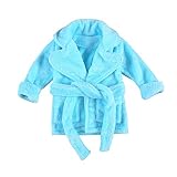 Toddler Baby Boy Girls Flannel Bathrobe Ultra Soft Long Sleeve Lapel Design Robes with Belt and Pock