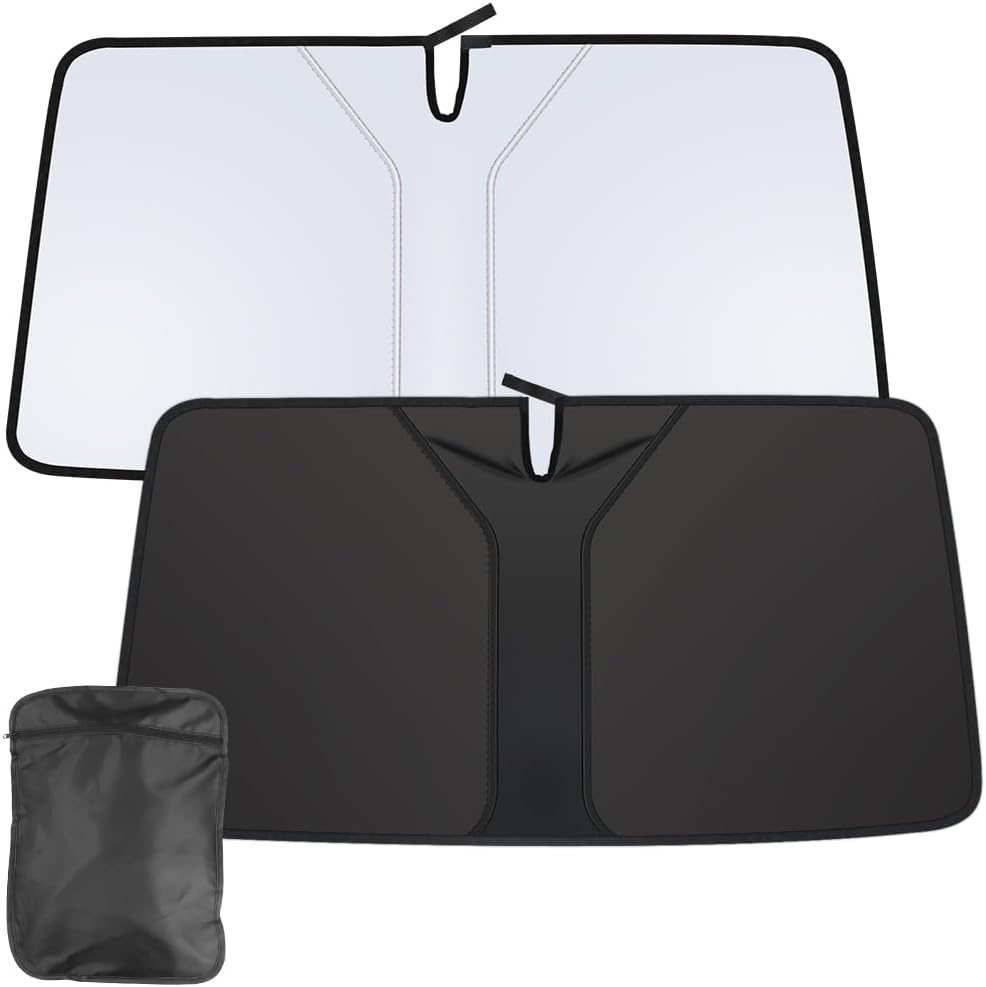 RESCIEN Car Windshield Sunshade 142*70cm Upgraded Thickened material Car Front Window High magnification sun protection To Keep Your Vehicle Cool with Storage bag Blocks UV Ray For Most Cars SUV MPV