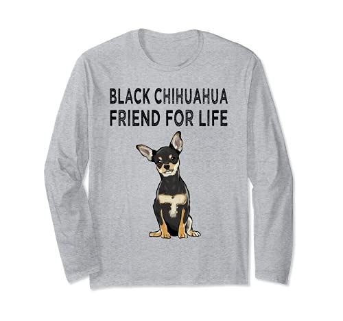 Black Chihuahua Friend For Life Dog Friendship Long Sleeve T-Shirt, Grey