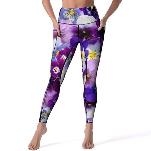 Legging fleurs pourpres femmes idéal pour votre séance de yoga matinale