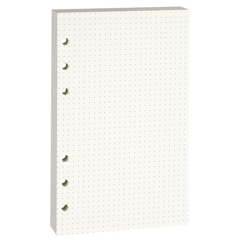 Lidwot A6 Punkt-liniertes Nachfüllpapier, 100 g/m² dicke beige Blätter ohne Durchschlag (80er-Pack), vorgestanzt – Passt für A6 6-Ring-Ordner für Büro, Schule & Lehrer, doppelseitig ohne Durchschlag