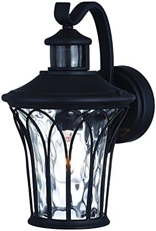 VAXCEL Abigail 7.5-in. W 1 Light Black Motion Sensor Dusk to Dawn Outdoor Wall Lantern with Clear Glass