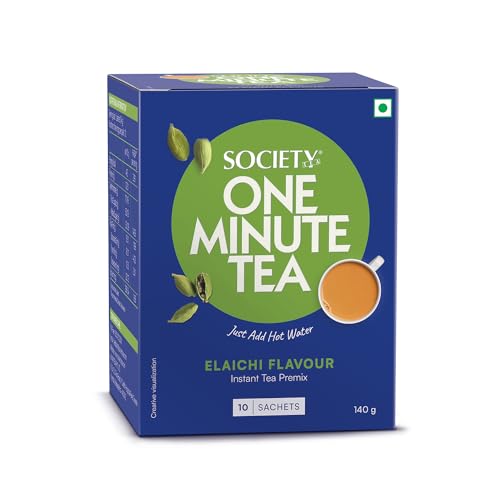 Image of Society One Minute Tea | Elaichi Flavour | Made with Cardamom | Flavoured Instant Tea | 14g X 10 Sachets (140g)
