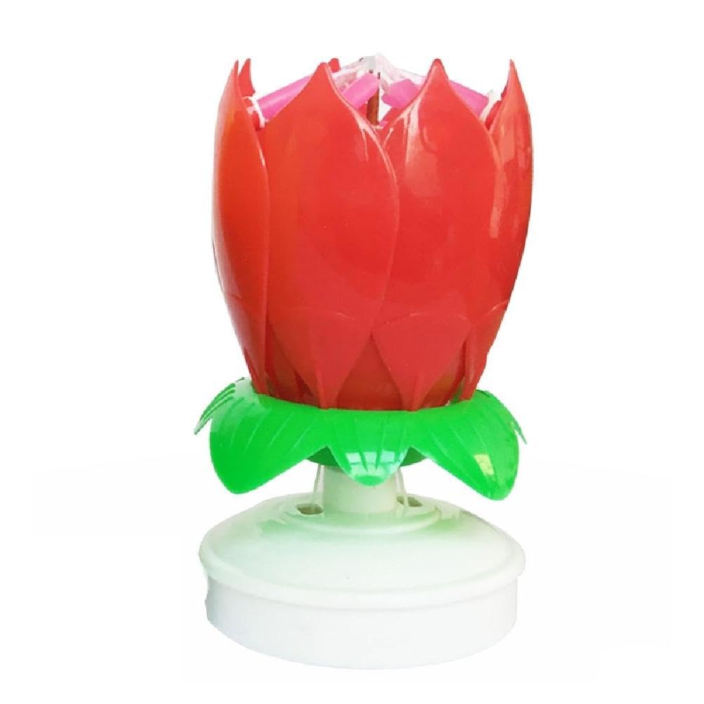 Chniafin Red Exquisite Double-Layer Rotatable Musical Birthday Cake Candle For Parties, Gifts & Flowers