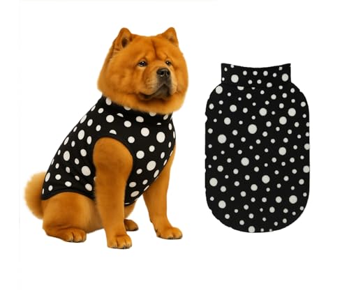 Image of The Pets Company Dog Winter Coat Jacket, Clothes, Windproof, Light Weight, Washable, Ultra Warm Thick Fleece Lined Dog Vest for Cold Weather Protection, (Polka Black Cherry, Large - 24 Inch)