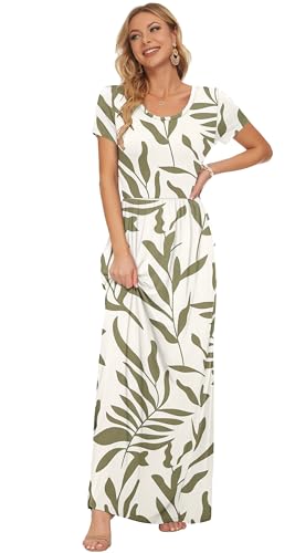 Image of AUSELILY Women's Classic Short Sleeve Loose Plain Casual Long Maxi Dresses for Women 2026