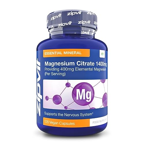 Magnesium Citrate 1400mg Providing 400mg Elemental Magnesium Per Serving, 120 Vegan Capsules (2 Months Supply). Supports Muscle and Bone Health. Vegetarian Society Approved