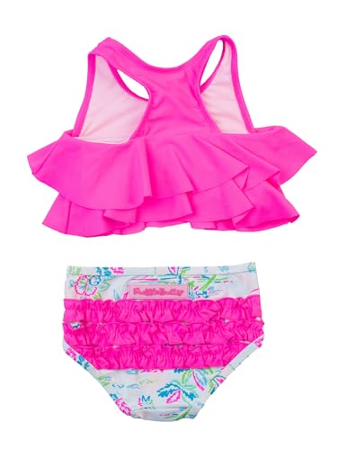 Image of RuffleButts Girls UPF50+ Sun Protection Flounce Bikini Two Piece Swimsuit