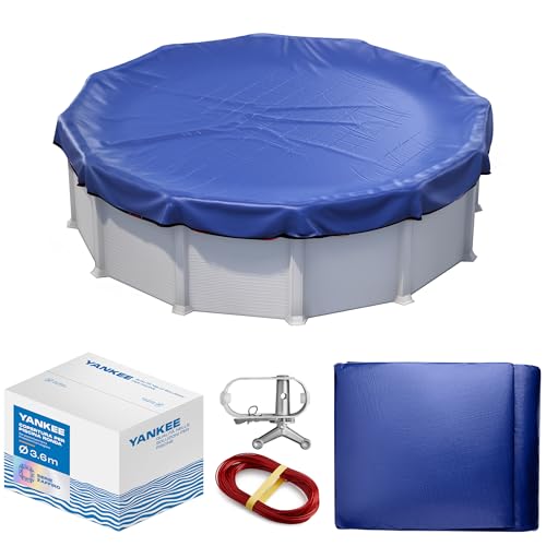 Yankee Copertura Piscina Rotonda per 320–366 cm | Diametro Telo Ø 420 cm | Blu | Telo Protettivo Invernale ed Estivo | Copertura PE 200 g/m² Rinforzata | Resistente ai Raggi UV e Strappi