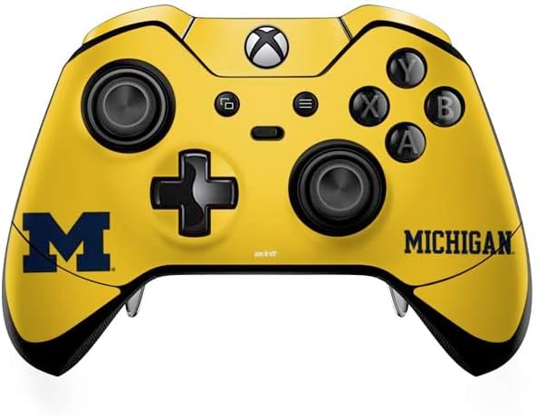Skinit Decal Gaming Skin Compatible with Xbox One Elite Controller - Officially Licensed College Michigan M Logo Yellow Design