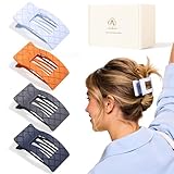 Amlaidu Medium Flat Hair Claw Clips for Women Thin Thick Hair, Duckbill Strong Hold Non Slip Square Hair Clips, Cozy French Lay Down Hairclips, Papaya, Blue, Steel Gray, Mood Indigo, 4 Pcs