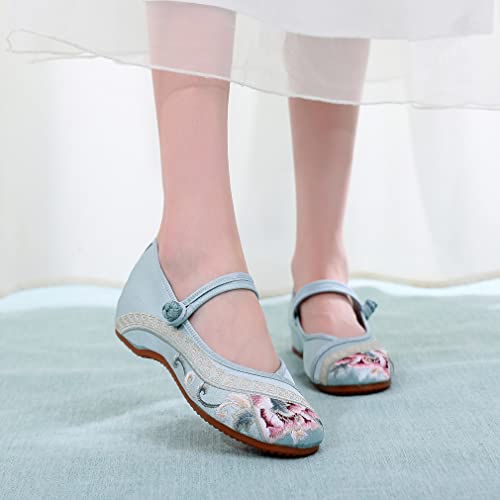 YunPeng Women's Canvas Shoes Casual Round Toe Mary Jane Shoes Ballerina Ballet Yoga Flats Slip on Shoes4