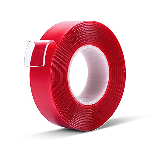 Double Sided Tape Heavy Duty - 3/4in 10ft Clear Strong Mounting Tape Removable No Residue Double Sided Transparent Acrylic Adhesive Tape for Crafts/Walls/Carpets Fixing/Decorations(Pack of 1 Roll)