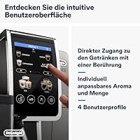 De'Longhi Dinamica Plus ECAM380.95.TB, Kaffeevollautomat mit LatteCrema Milchsystem, One-Touch-Cappuccino, mit 24 Rezepten, 3,5-Zoll TFT-Farbdisplay, 1450W, Titan/Schwarz – Ansicht 6