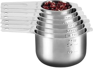 NMLLTB Juego de 7 Tazas medidoras apilables for Cocina, Juego de Tazas y cucharas medidoras de Acero Inoxidable (Color: A, tamaño: como se Muestra en la Imagen)