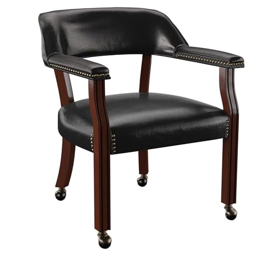 Steve Silver Company Tournament Captains Chair with Casters, Black, 25" W x 25" D x 31" H
