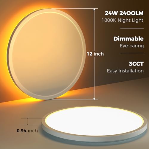Slochi TJN-CL38A-WT 2 Pack 12Inch Flush Mount Ceiling Light Fixture thumb #6