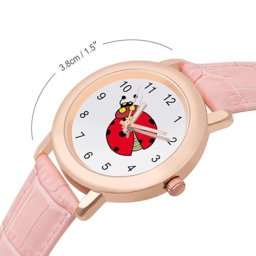 Ladybug Lady Classic Watches for Women Funny Graphic Pink Girls Watch Easy to Read2