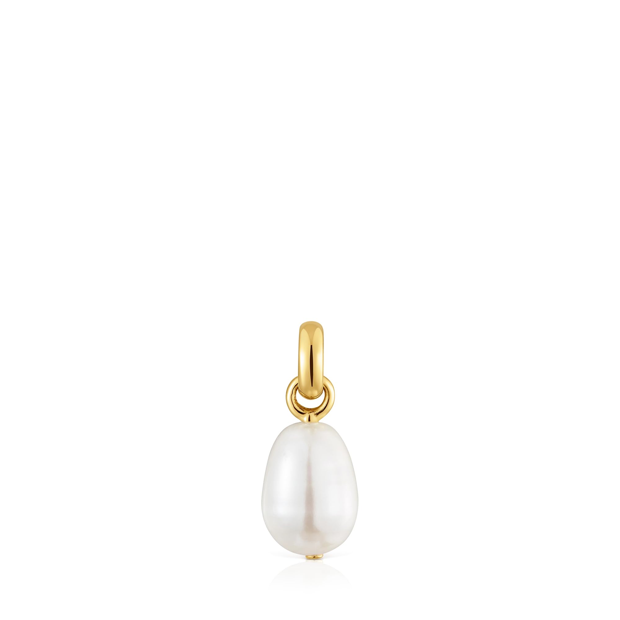 TOUS Colgante Pequeño para Mujer con Baño de Oro 18 Kt sobre Plata de Primera Ley y Perla Cultivada, Colección Hold Oval