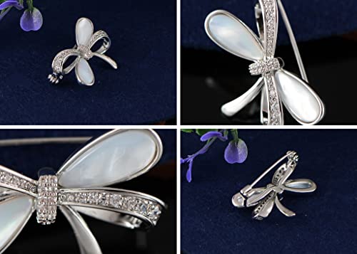 Image of Alilang Cubic Zirconia Bridal Natural Seashell Bowknot Brooches Pins Crystal Rhinestones Vintage Women Accessory