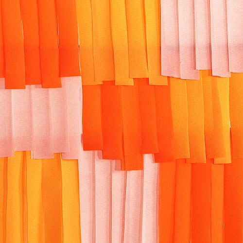 Image of Pink Orange Groovy Party-Decorations Streamers - 8 Rolls Fall Autumn Thanksgiving Harvest Crepe Tissue Paper Streamer,Birthday Baby Bridal Shower Engagement Wedding Garland Decor Panduola