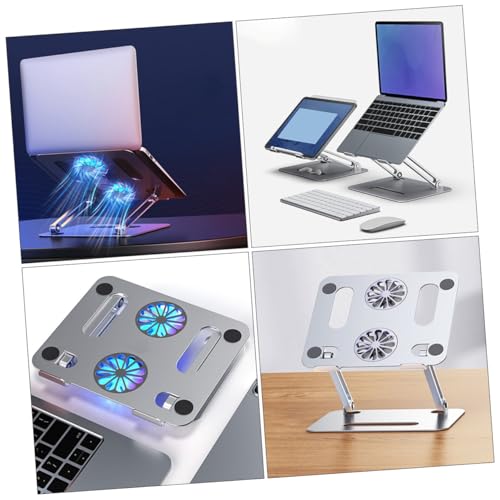 Base ajustable para laptop de aleación de aluminio con doble ventilador miniatura 5