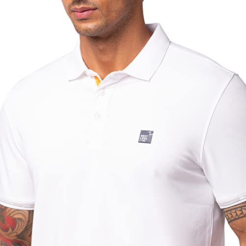 Image of Spykar Men's Slim Fit Polo Neck Half Sleeve Solid Casual T-Shirt