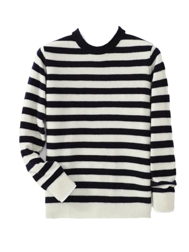 Men's Merino Wool Sweater O-Neck Stripe Pullover Fall Winter Cashmere Knitted Business Casual Sweater