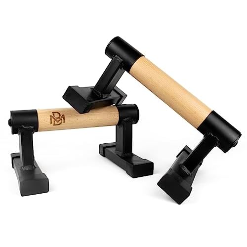 Müller & Blum Barres Parallèles en Bois, Calisthenics, Push Up Bar Fitness, Gymnastique, poignées ergonomiques pour pompes, Musculation Poids du Corps, Parallettes stables et durables