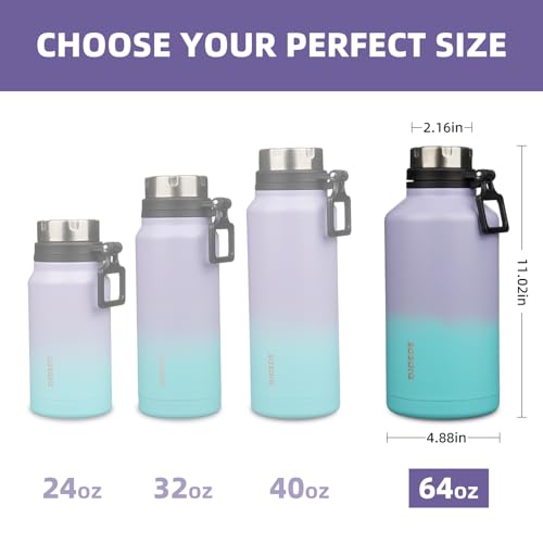 Image of BJPKPK 64oz Insulated Water Bottle, Stainless Steel Vacuum Jug with Handle | Half Gallon Large Water Bottle, Leak-Proof BPA-Free Vacuum Insulated Bottle for Gym, Hiking, Camping & Outdoor Adventures