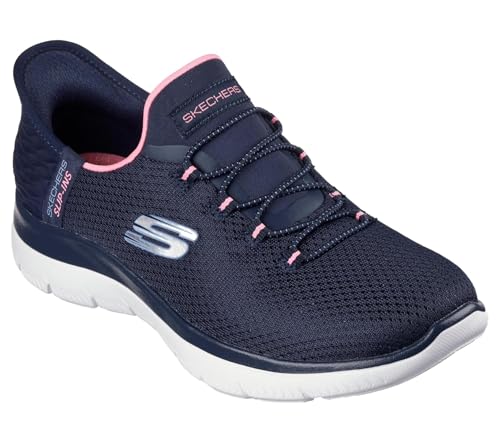 Skechers Femme Summits Diamond Dream Slip-In ENTRAINEUSE, Navy Mesh/Pink Trim, 38 EU