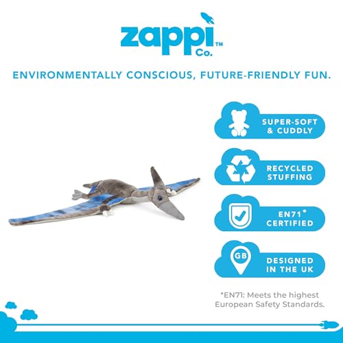 Zappi Co Weich gefülltes Kuscheltier für Kinder Pterodaktylus Plüschtier (50CM) Safari-Tiere Kollektion Plüschteddy Neugeborenes erstes Kind